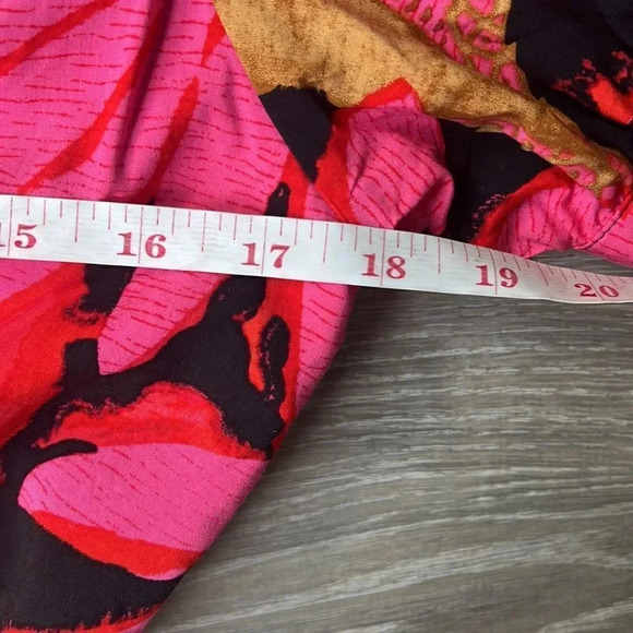 NEW J Crew Luxurious Red Gold Burgundy Palm Faux Wrap Midi Dress - Picture 12 of 13